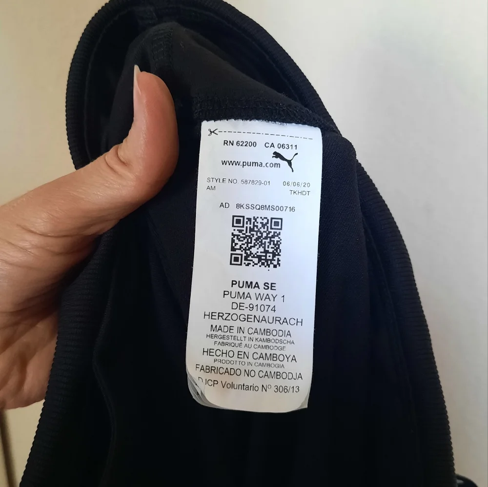 Puma Kids Black Joggers with White Logo Athletic Sports Football Soccer